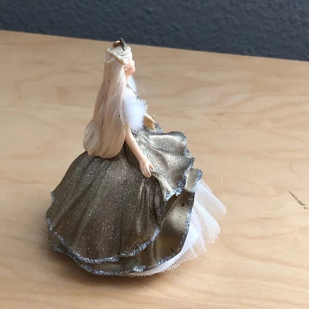 Vintage Y2K 2000 Barbie Hallmark Gold Flock Ornament Celebration Special Edition